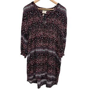 Knox Rose Boho Floral Dress | XL | Smocked Button Front | 3/4 Sleeve
